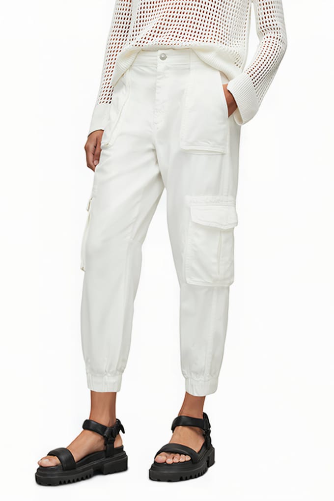 AllSaints Frieda Denim Trouser Off White Taglia: W30 | Pantaloni cargo Outlet | Donna | Blu