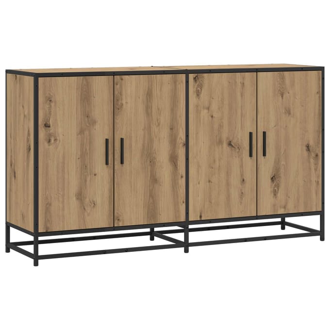 vidaXL - Dressoir - Artisanaal - eiken - 134 - x - 35 - x - 76 - cm - Bewerkt - hout