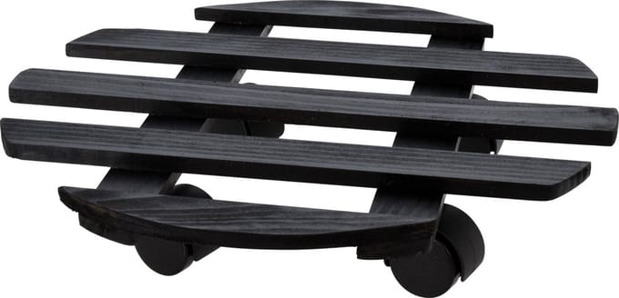 Pro Garden Plantentrolley - hout - donkergrijs - rond - D35 cm - 50 kilo