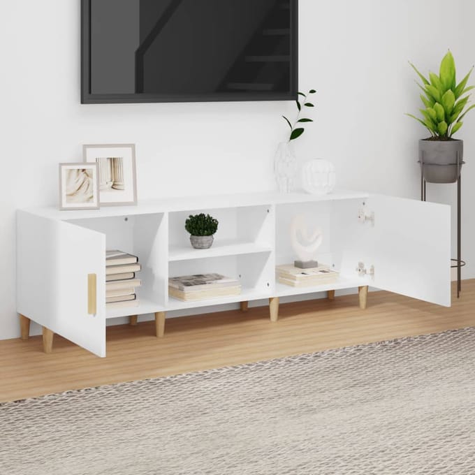 vidaXL - Tv-meubel - 150x30x50 - cm - bewerkt - hout - wit