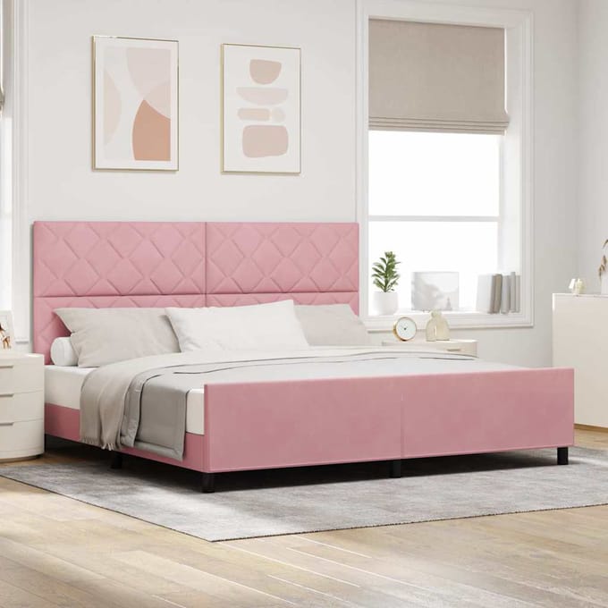 vidaXL - Boxspring - bed - met - hoofdeinde - Roze - 200 - x - 200 - cm - Fluweel