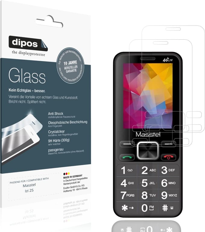 dipos – 2x Pantserfolie geschikt voor Masstel Izi 25 | 9H Screenprotector