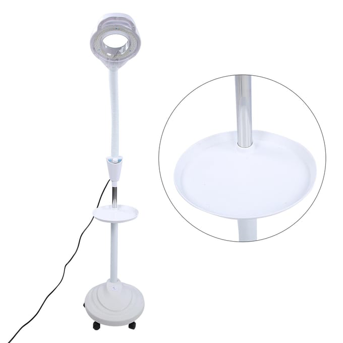 LED Koud Licht Hoogte Verstelbaar 8x Vergrootglas Standaard Lamp Tattoo Schoonheidslicht Salon Gebruik US Plug white