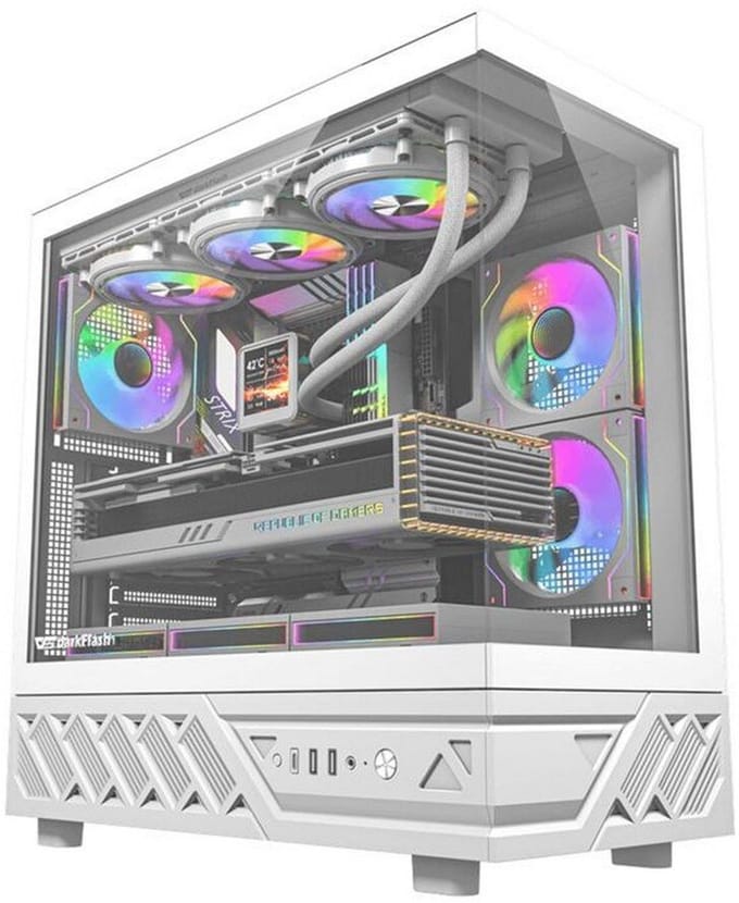 Darkflash DS950 Computer Case + 6 Fans - Case - Wit