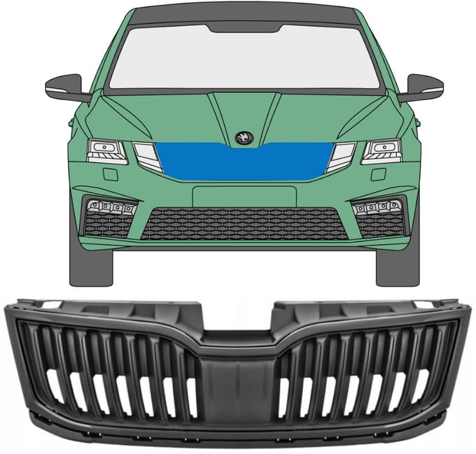 Zwarte grill voor Skoda Octavia III 2017-2020 / Set