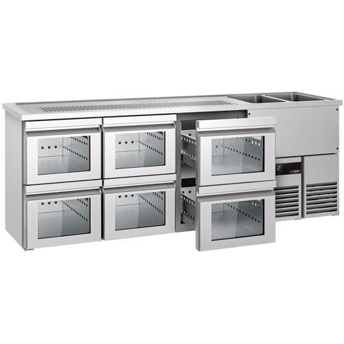 GGM Gastro Bierkoeling PREMIUM - 2500x700mm - 6 laden & 1 lade zilver