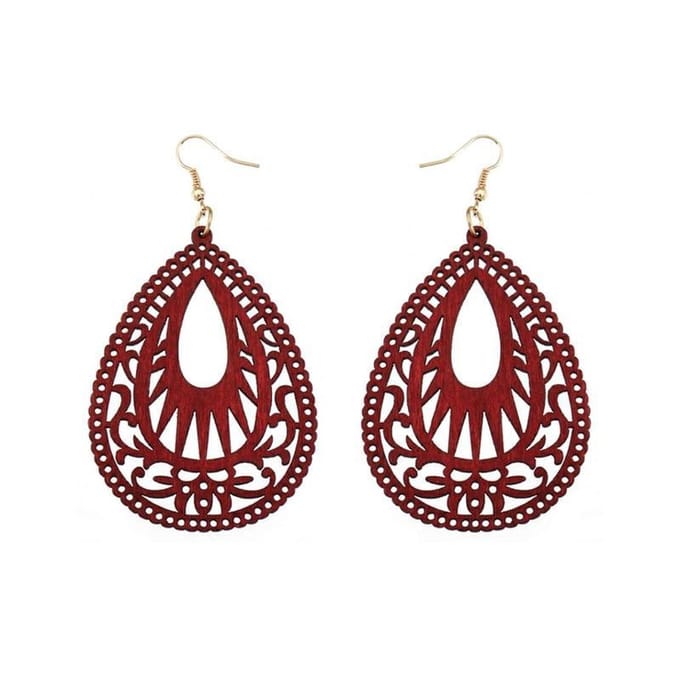 Jomide Oorhangers - Natuurlijk Rood Ethnic - Dames