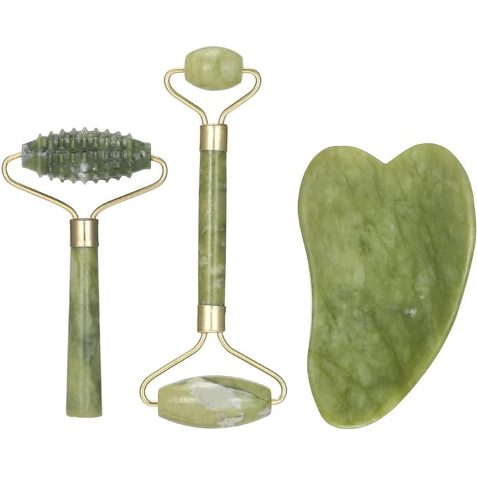Jade Roller Set Jade Gezichtsrollers & Schraper voor Huidverzorging Anti-aging Gezicht Oog Hals Schoonheidsroller groen