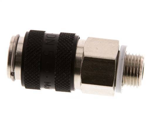 Vernikkeld Messing DN 5 Zwart Luchtkoppeling Snelkoppeling G 1/8 inch Buitendraad Double Shut-Off - CLS5-M-BN-BLA-SV-018