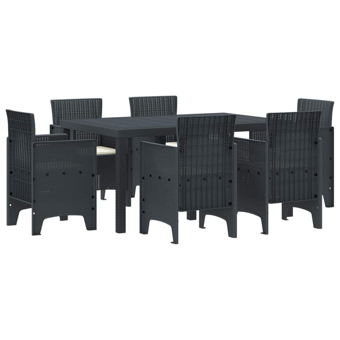 vidaXL - Tuin - Eettafel - Set - 7 - st - Antraciet - Polt - riet