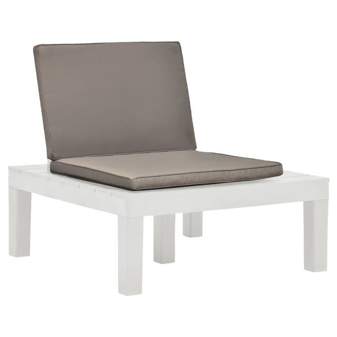 vidaXL - Loungestoel - met - kussen - kunststof - wit