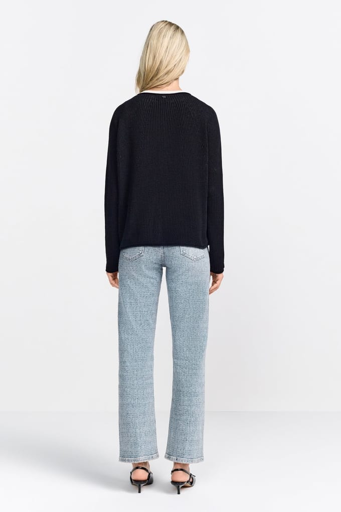 Rich & Royal Seamless Crew-neck Half Cardigan Black Taglia: S | Maglioni a maglia Outlet | Donna | Nero