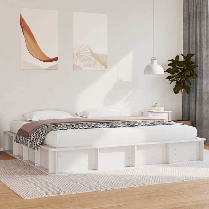 vidaXL - Bedframe - Wit - 180 - x - 200 - cm - Massief - grenenhout