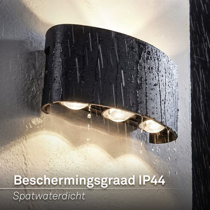 BRILONER Will - LED Wandlamp - buitenverlichting - zwart - IP44 - binnen & buiten