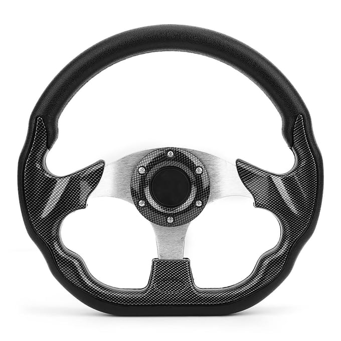 320MM Universeel Auto Stuurwiel Koolstofvezel Stijl Racing Drift met Claxonknop gray