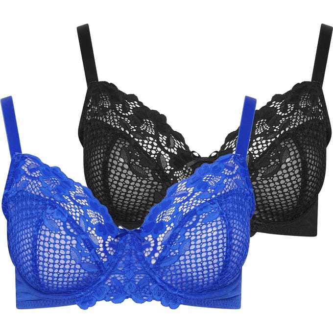 Yours Yourset Set Van 2 Kobaltblauwe Beha's Met Kantafwerkingsize 38B