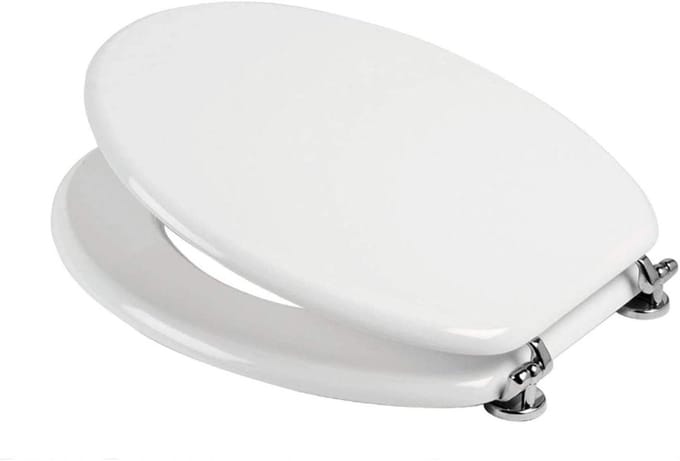 Toiletbril Hout - WC bril - Badkamer Vernieuwen - Soft Close Sluiting - Ovaal - Wit