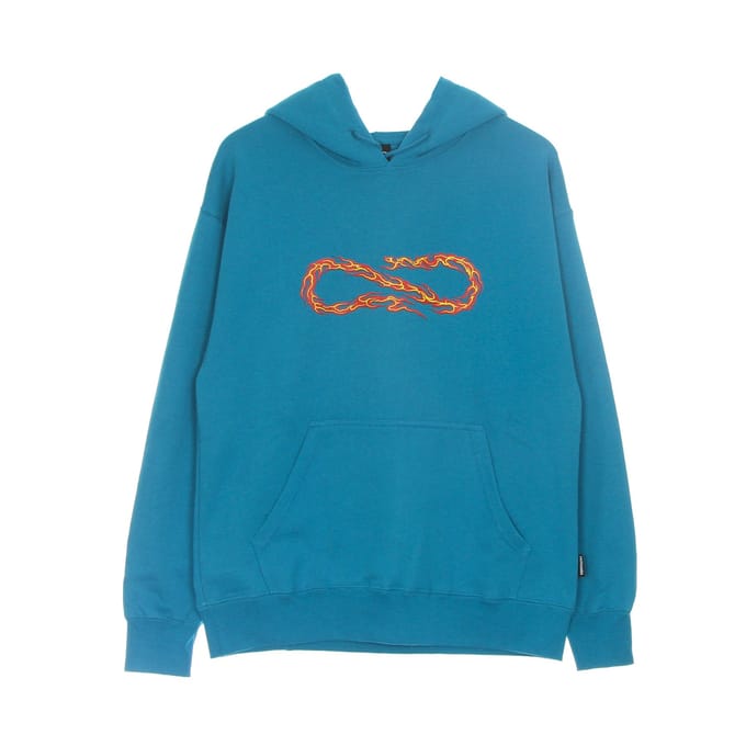 Lichtgewicht herensweatshirt met capuchon, logo, vlam en capuchon, turkoois