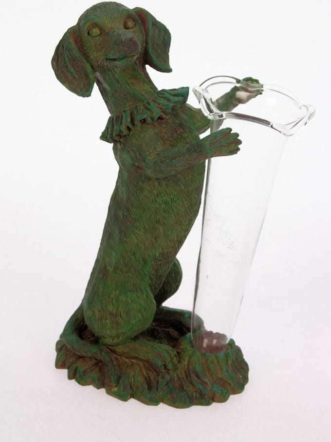 Vaasje Teckel, groen 10,5x7x16,5cm