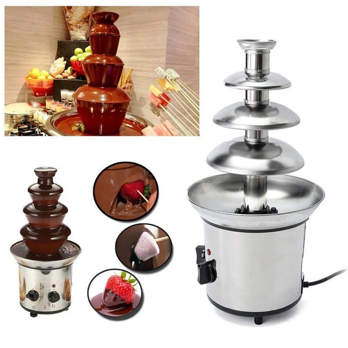 Fontaine à chocolat, Machine à fondre électrique à 4 niveaux, ensemble de casseroles à fondue, pour bonbons au chocolat, Ranch, US Plug beige