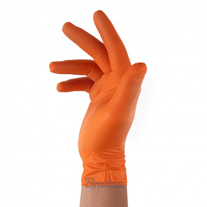 Bradas Diamond - Nitrilhandschoenen - Maat L 8-9 - 50 stuks - Oranje
