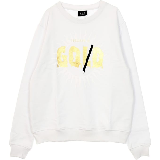 God Gold Sweatshirt Wit lichtgewicht herensweatshirt met ronde hals