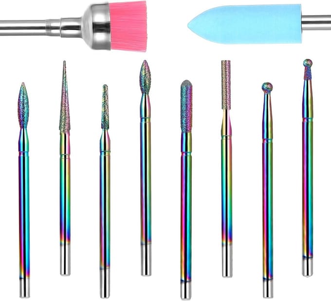 10 Delige Set Nagelvijl Bits, Hardmetaal Freesopzetstukken voor Manicure