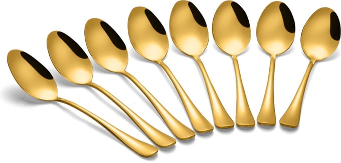 Alheco set van 8 tafellepels - RVS lepels - Soeplepels - 20.3cm - Goud