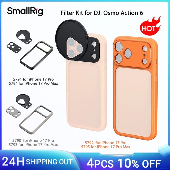 SmallRig 17 Pro FilMov fotografie bumper telefoonhoesje voor iPhone 17 Pro Max grijs/oranje/zwart met T-mount lens achterplaat
