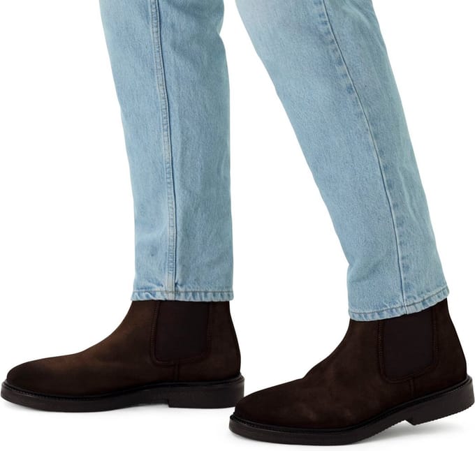 Manfield - Heren - Bruine suède chelsea boots - Maat 43