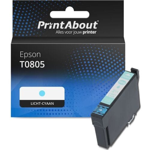 PrintAbout Inktcartridge T0805 Licht-cyaan geschikt voor Epson
