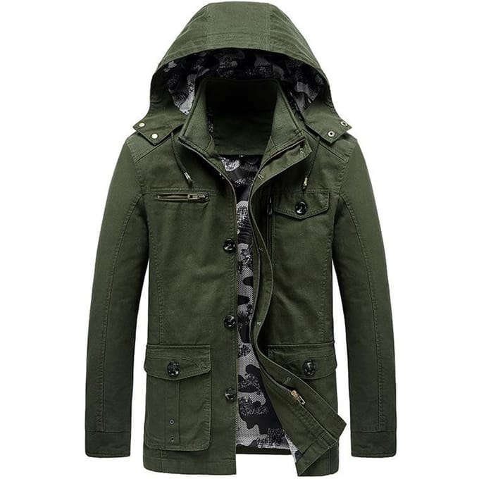 Herfst Dunne Jas Los Casual Middel en Lang Met Capuchon Trenchcoat Heren 5XL black