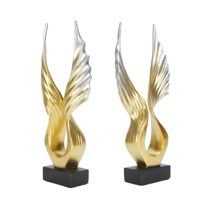 Abstracte Vleugel Sculptuur Modern Innovatief Licht Luxe Hars Abstract Vleugel Beeld voor Huis Wonen goud