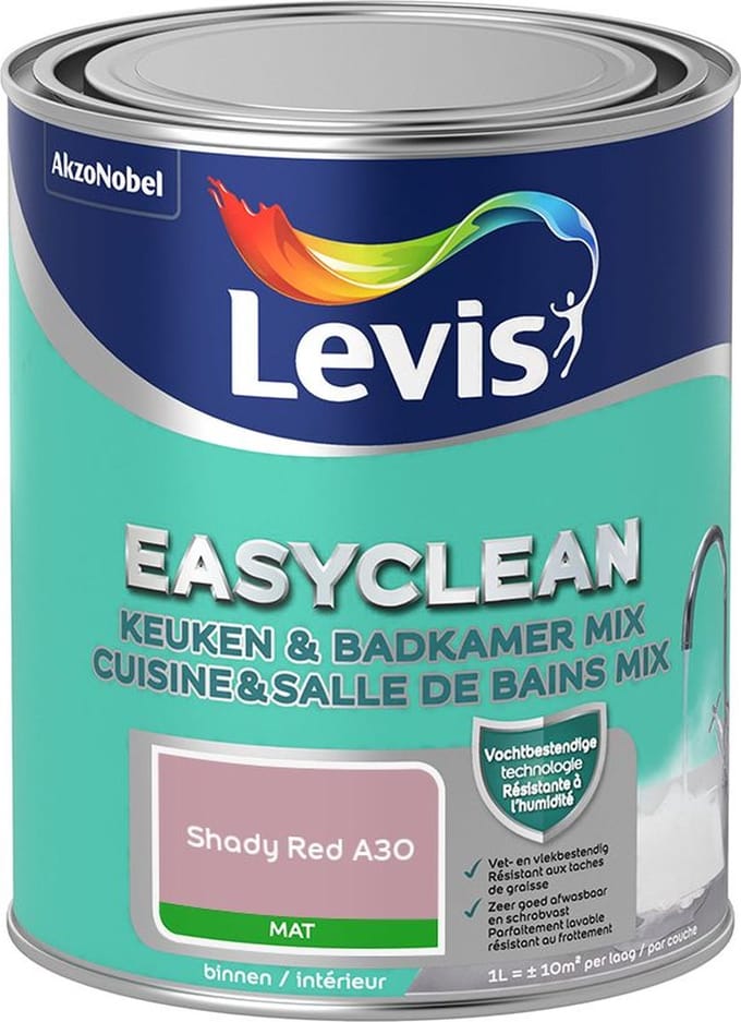 Levis - Easyclean Keuken & Badkamer Mix - Shady Red A30 - Mengverf - 1 L