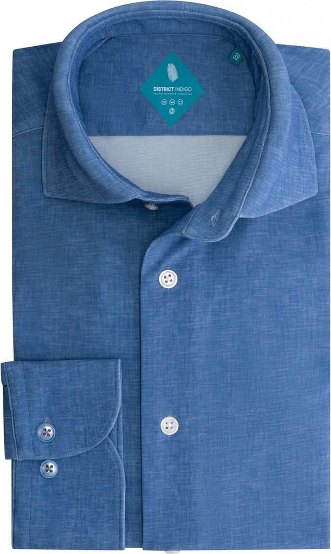 District Indigo Pique Performance Overhemd Hell Blue (7.41.025.717 - 315)