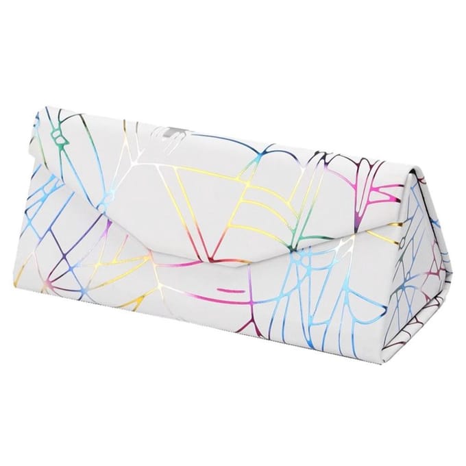 Fako Bijoux® - Brillenkoker - Opvouwbaar - Driehoek - 16x7x6.5cm - Spider - Wit