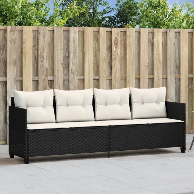 vidaXL - Ligbed - met - kussens - poly - rattan - zwart