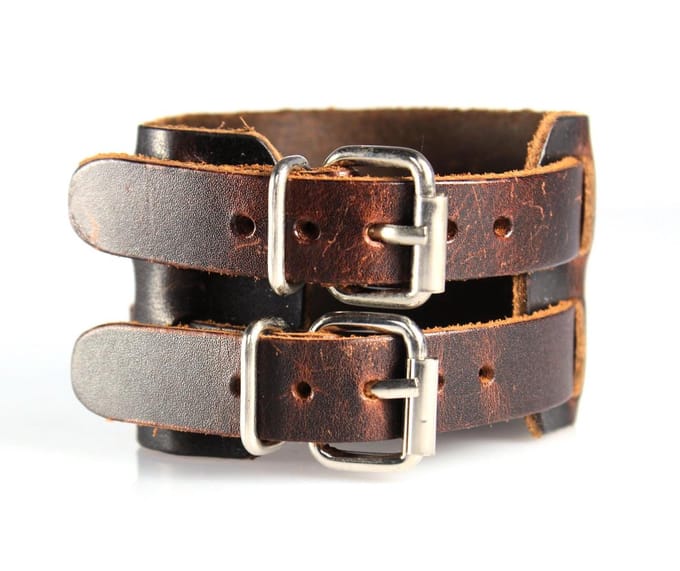 Brede Leren Armband - Herenarmband - Gesp - Bruin