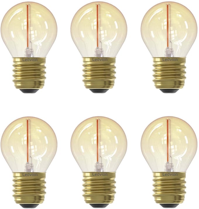 Ledvion - 6X E27 LED-lamp - 1W - 2100K - 50L - Goud