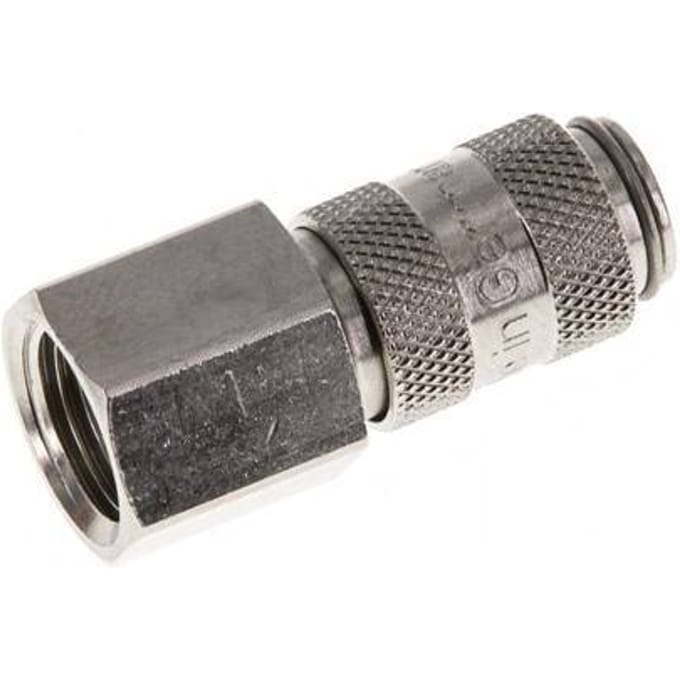 Vernikkeld Messing DN 2.7 (Micro) Luchtkoppeling Snelkoppeling G 1/8 inch Binnendraad Double Shut-Off - CLS2-F-BN-SV-P-018