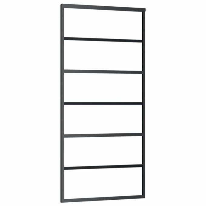 vidaXL - Schuifdeur - 90x205 - cm - ESG-glas - en - aluminium - zwart