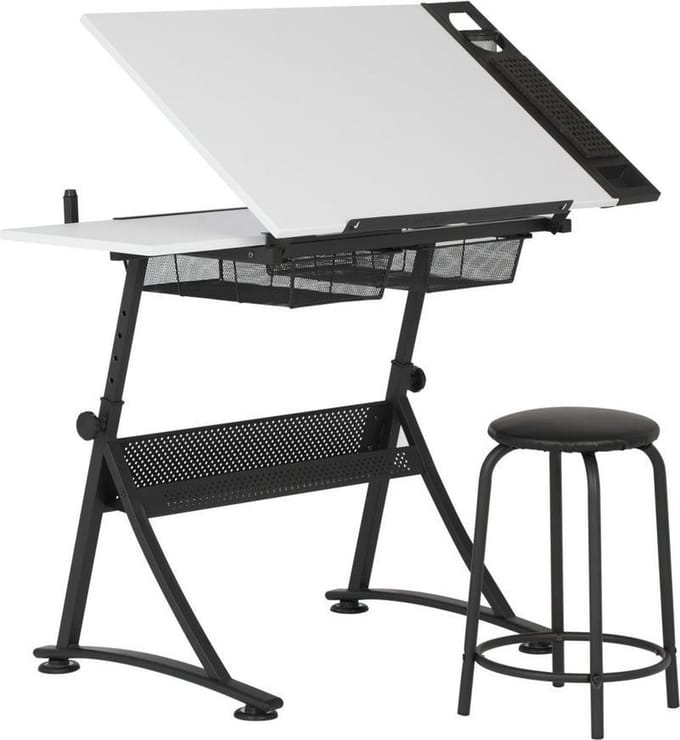 Studio Designs Fusion Craft Center tekentafel incl. kruk - Charcoal/ White