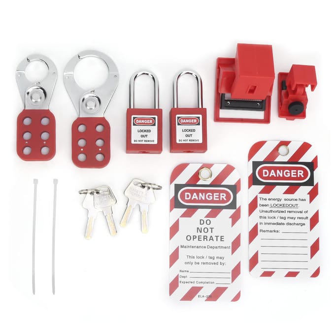 Lockout Tagout Kit Multifunctioneel met Hasp Waarschuwingslabel Veiligheid Rood Hangslot Draagbaar red