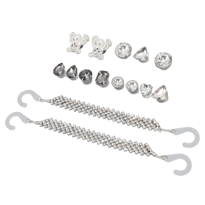 15 stuks Bling Schoenaccessoires Plastic Legering Sprankelend Eenvoudig te Installeren Duurzaam Gat Schoen Decoraties white