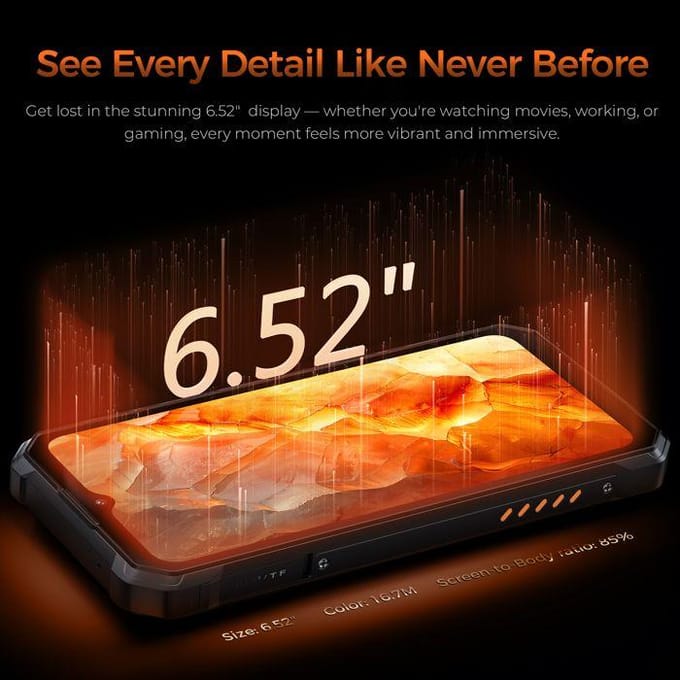 Robuuste Smartphone OUKITEL WP53 24GB+128GB Scherm 6,52'' IP68 11000mAh 128dB Onbreekbare Mobiele Telefoon Android 15 NFC Zwart zwart