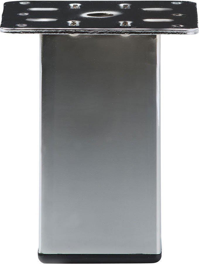 Stalen meubelpoot rvs look vierkant 5 bij 5 cm en hoogte 10 cm - Set van 4 stuks