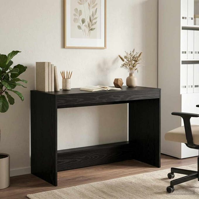 vidaXL - Bed - Bureau - Zwart - eiken - Bewerkt - hout - 100 - x - 45 - x - 75 - cm