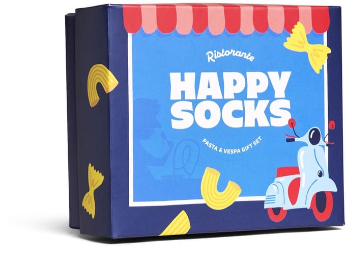 Happy Socks unisex giftbox 2P sokken pasta & scooter blauw
