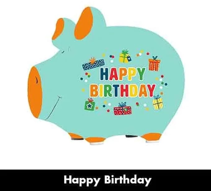 Spaarpot spaarvarken verjaardag Happy Birthday