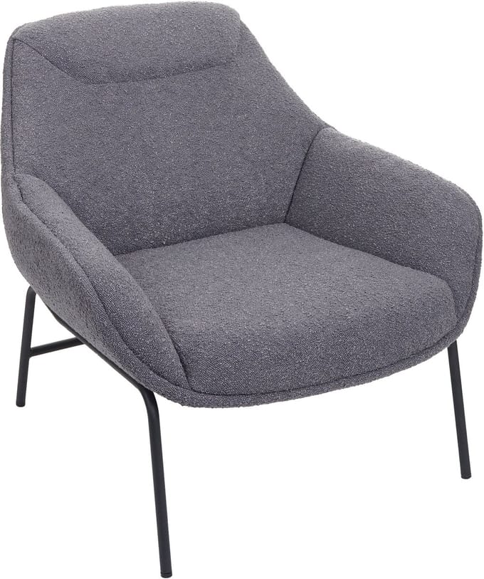 Lounge fauteuil MCW-J77, cocktail fauteuil, bouclé stof metaal ~ donkergrijs